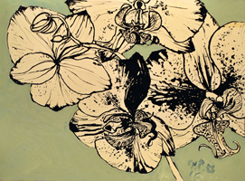 orchid, St. Martin,  2015 24 x 18 inches, ink and oil