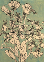 orchid, St. Martin, 2016, 18 x 24 inches, ink and oil