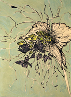 Tacca flower (bat flower)  St. Martin, 2015,  24 x 18 iniches ink and oil