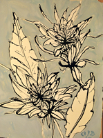 cactus flower, St. Martin,  2015,  24 x 18 inches, oil and ink