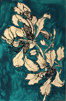 orchid tree flower, St. Barth, 2013,  44 x 30 inches, ink and oil 