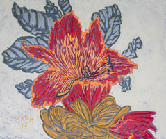 Fleur de Tulipier du Gabon, 32 x 43 inches , pastel on bugra paper,  St. Martin 2017